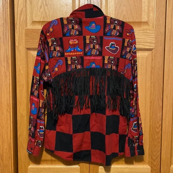 Vintage fringe western rodeo button shirt womens size medium Made in USA - Picture 4 of 8